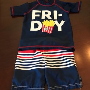 Carters rash guard & swim trunks